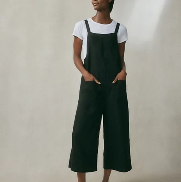 Nwt White Label Black Linen Overalls - Picture 2 of 3